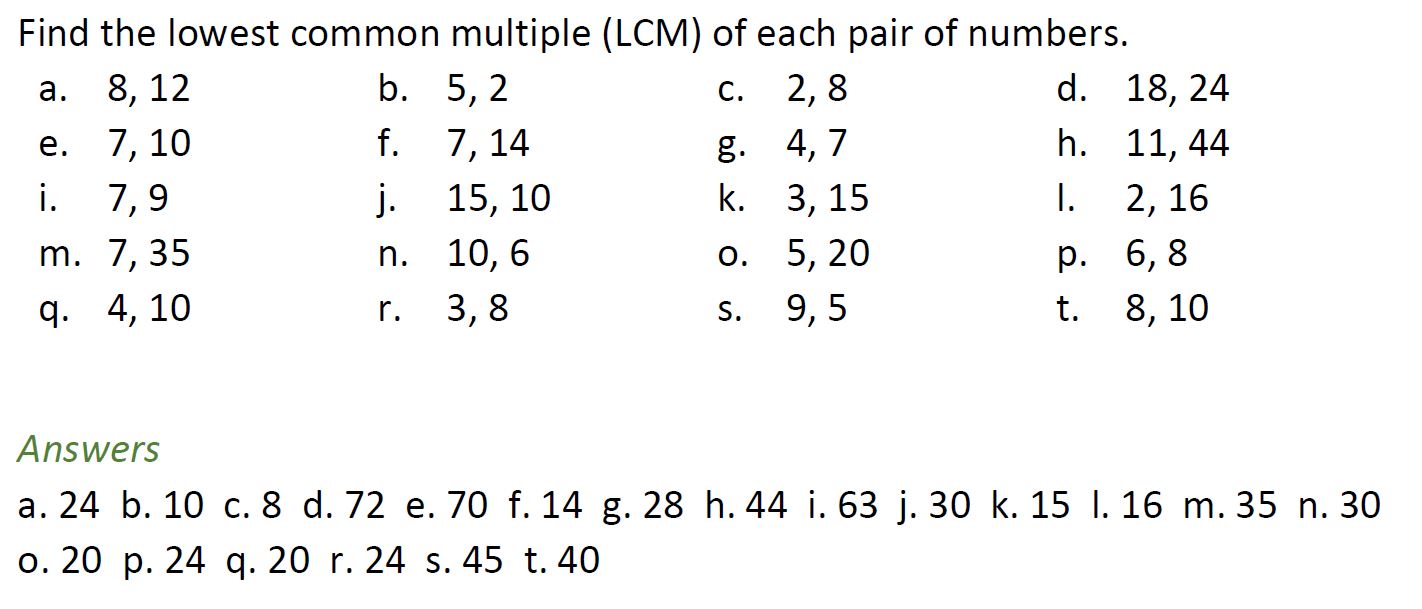 Lowest common multiple