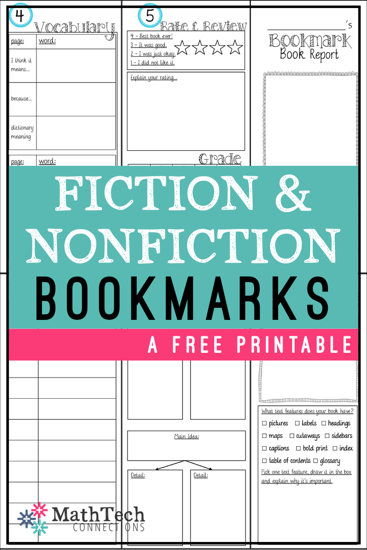 bookmark book report printable