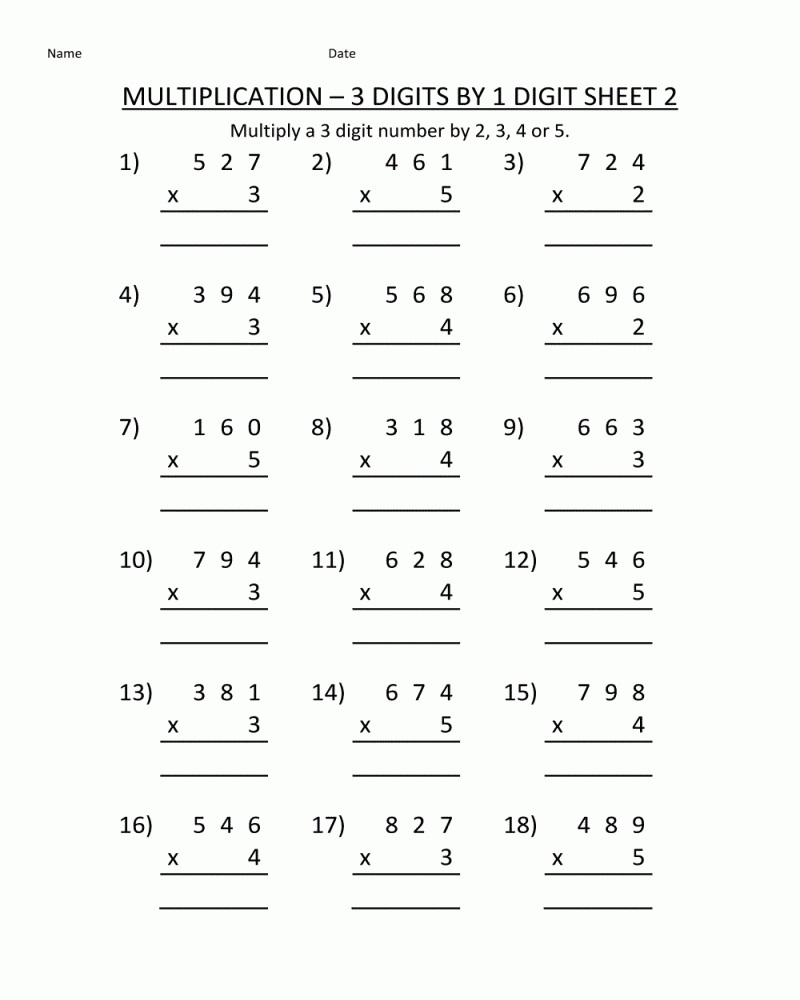 free printable math multiplication worksheets for 4th