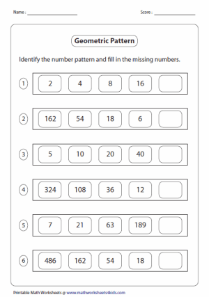 worksheets math grade number solving problem patterns problems word pattern geometric sheet counting solve worksheet missing convergent identifying writing algebra