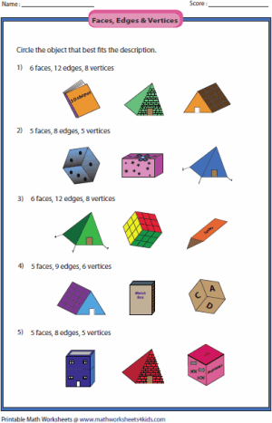 shapes solid worksheets vertices edges faces math geometry 2d grade cylinder properties volume printable exercises 2nd spheres 1st rectangular its