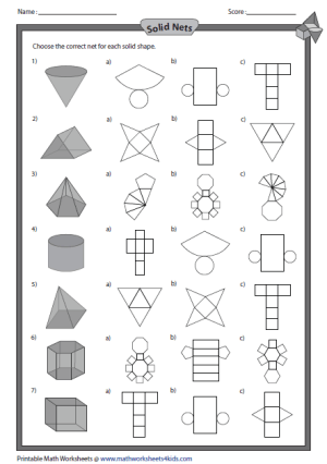 3d nets shapes solid worksheets shape math geometry grade solids geometric printable 2d choice figures names maths forms worksheet objects