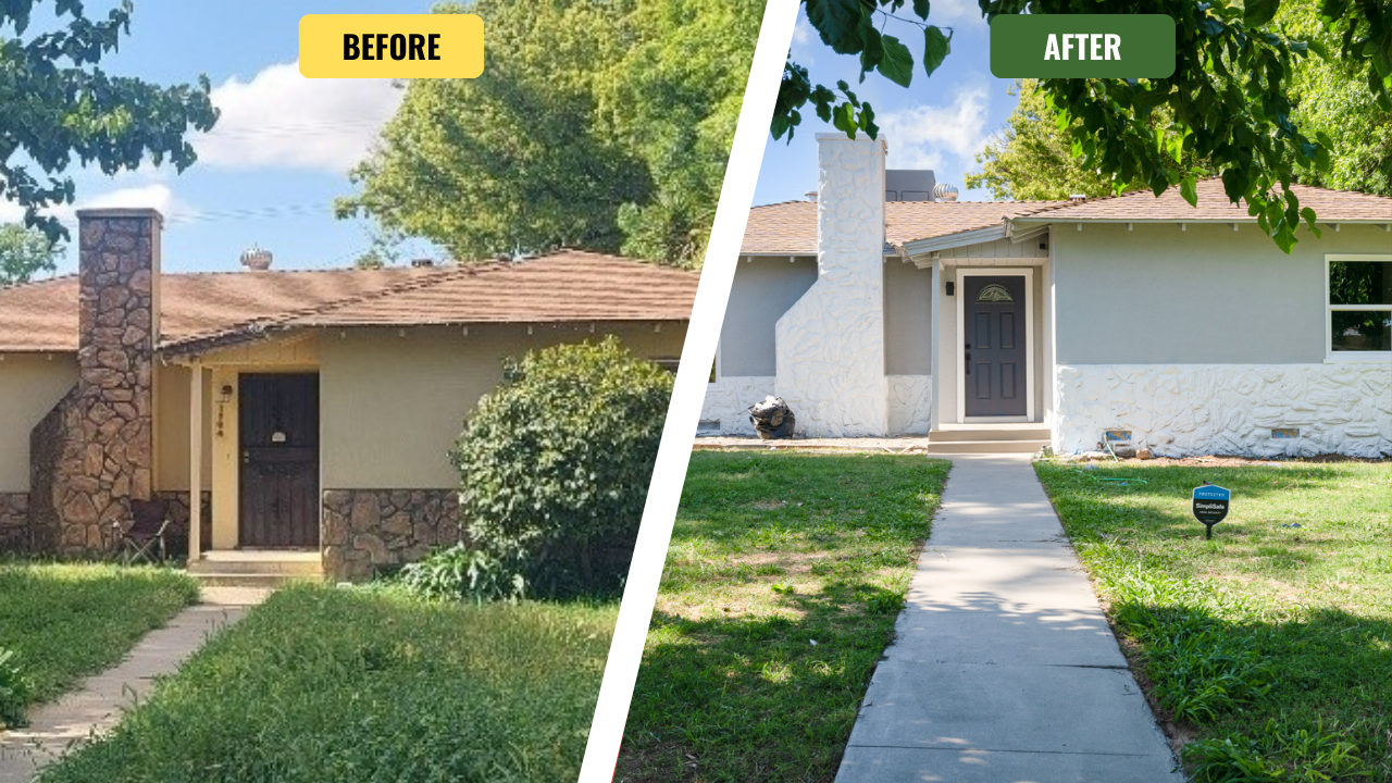 Exterior home renovation before and after