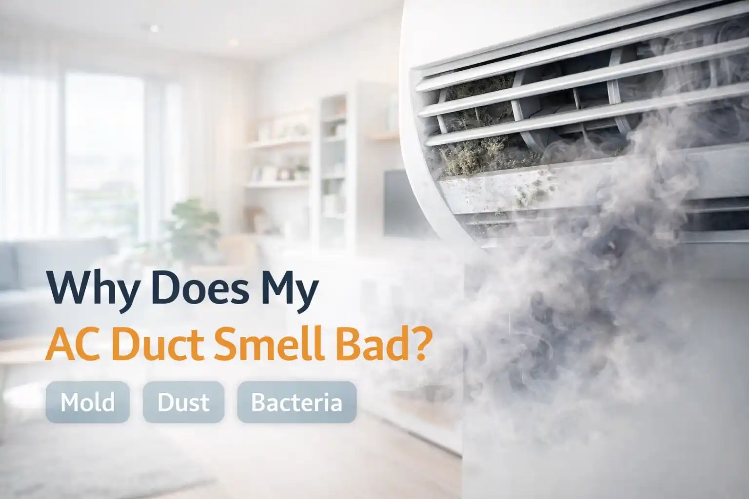 AC duct smell problem in Dubai caused by dust, mold and bacteria inside air conditioning vents