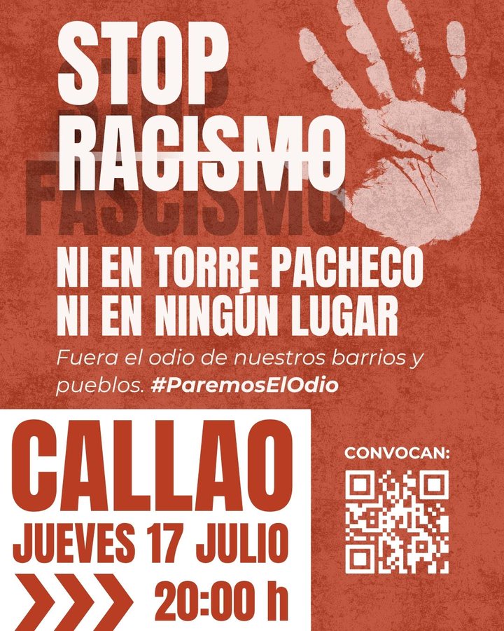 Stop Racismo. Ni en Torre Pacheco Ni en ningún lugar. Concentración