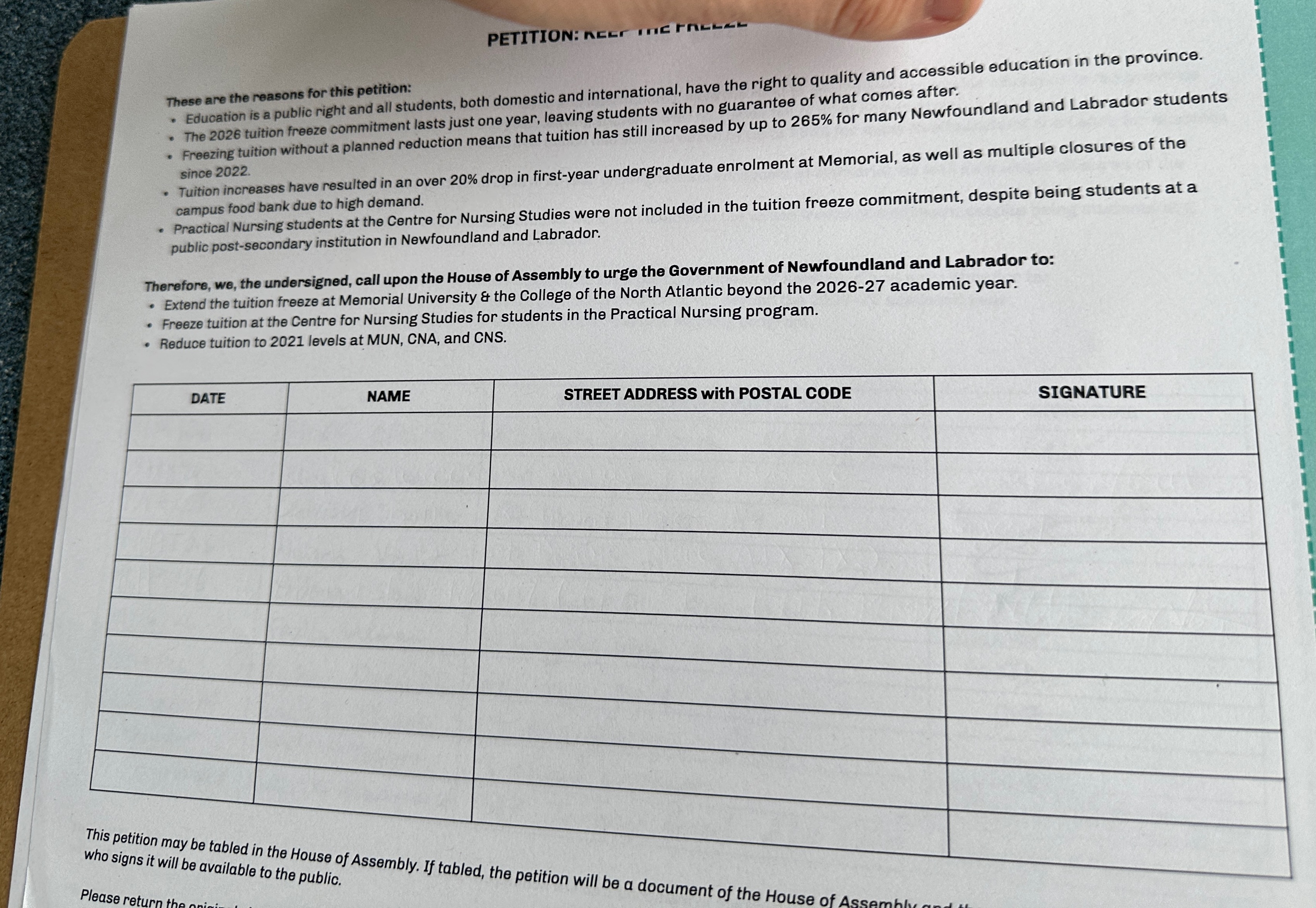 CFS-NL Launches Petition to Extend 2026 Tuition Freeze Commitment