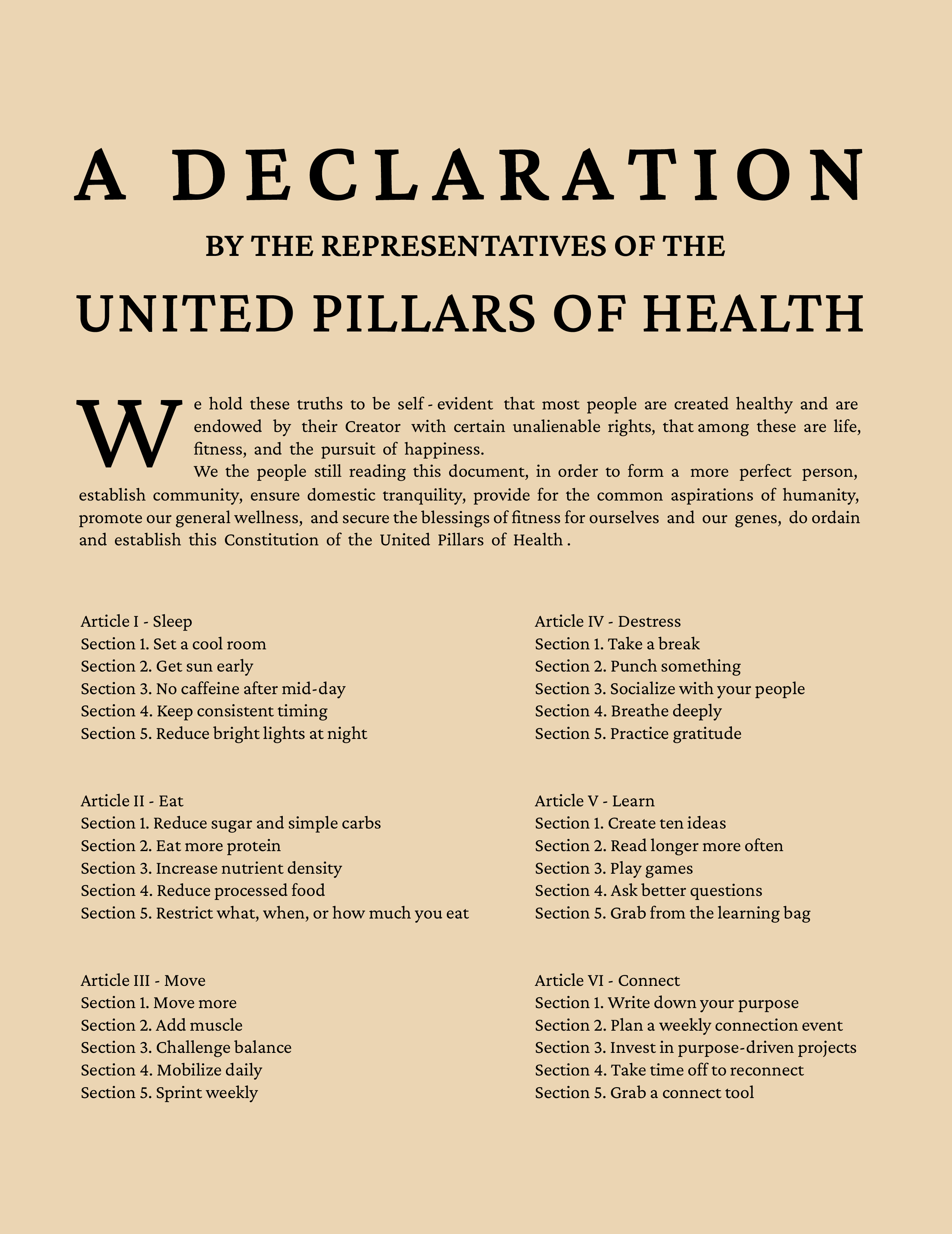 A Declaration By The Representatives Of The United Pillars Of Health, All Habits From Books Listed