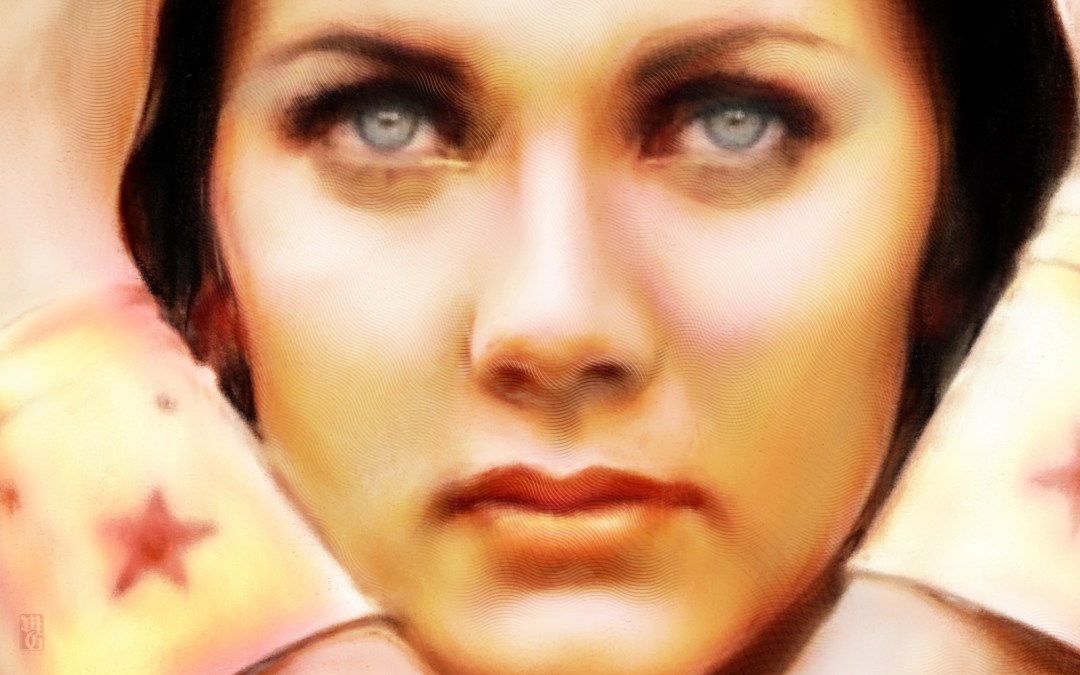 Detail of portrait of Lynda Carter as Wonder Woman