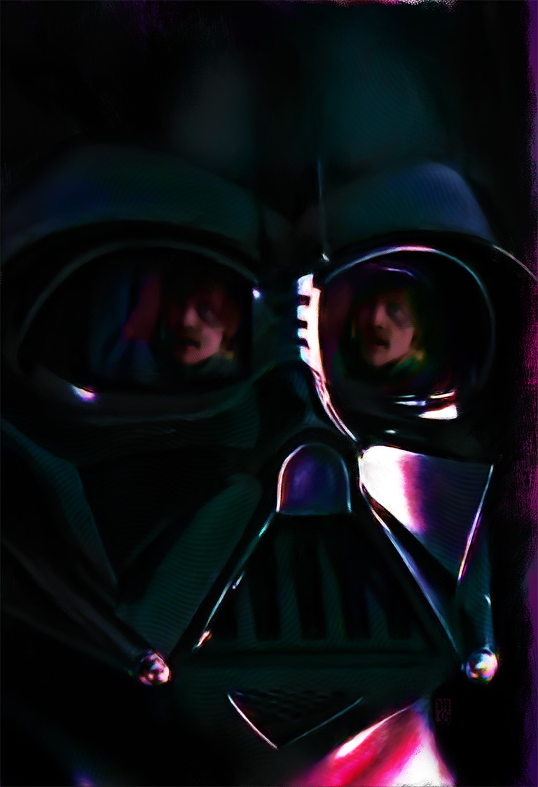 Portrait of Darth Vader and Luke Skywalker at the Cloud City