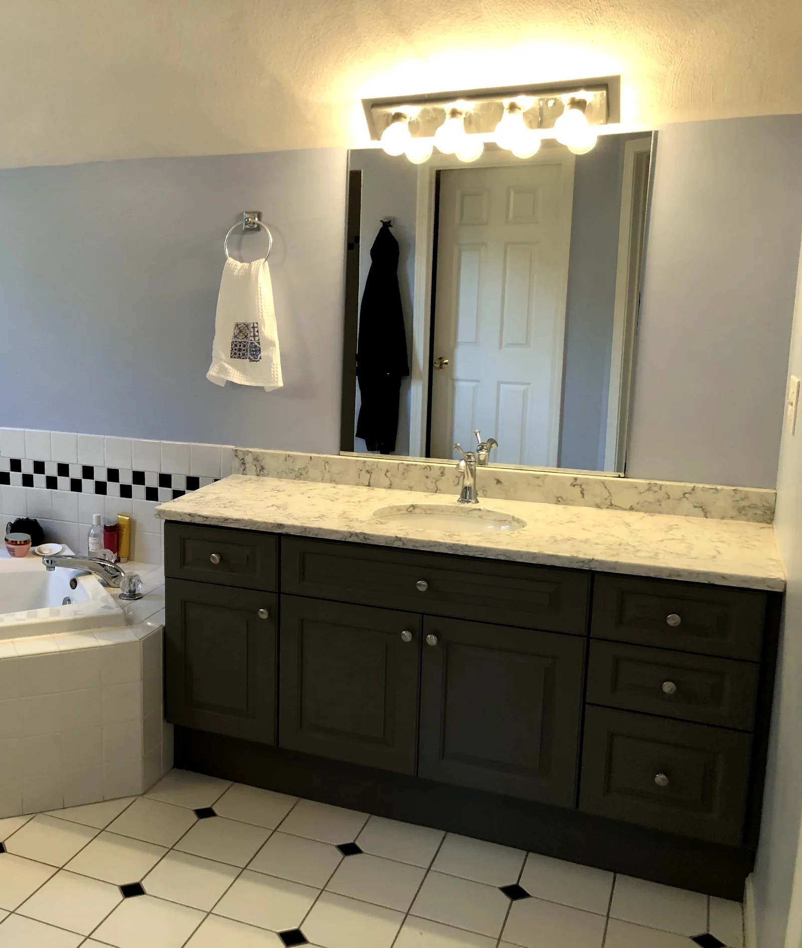 Completed bathroom vanity refacing in Andover MA