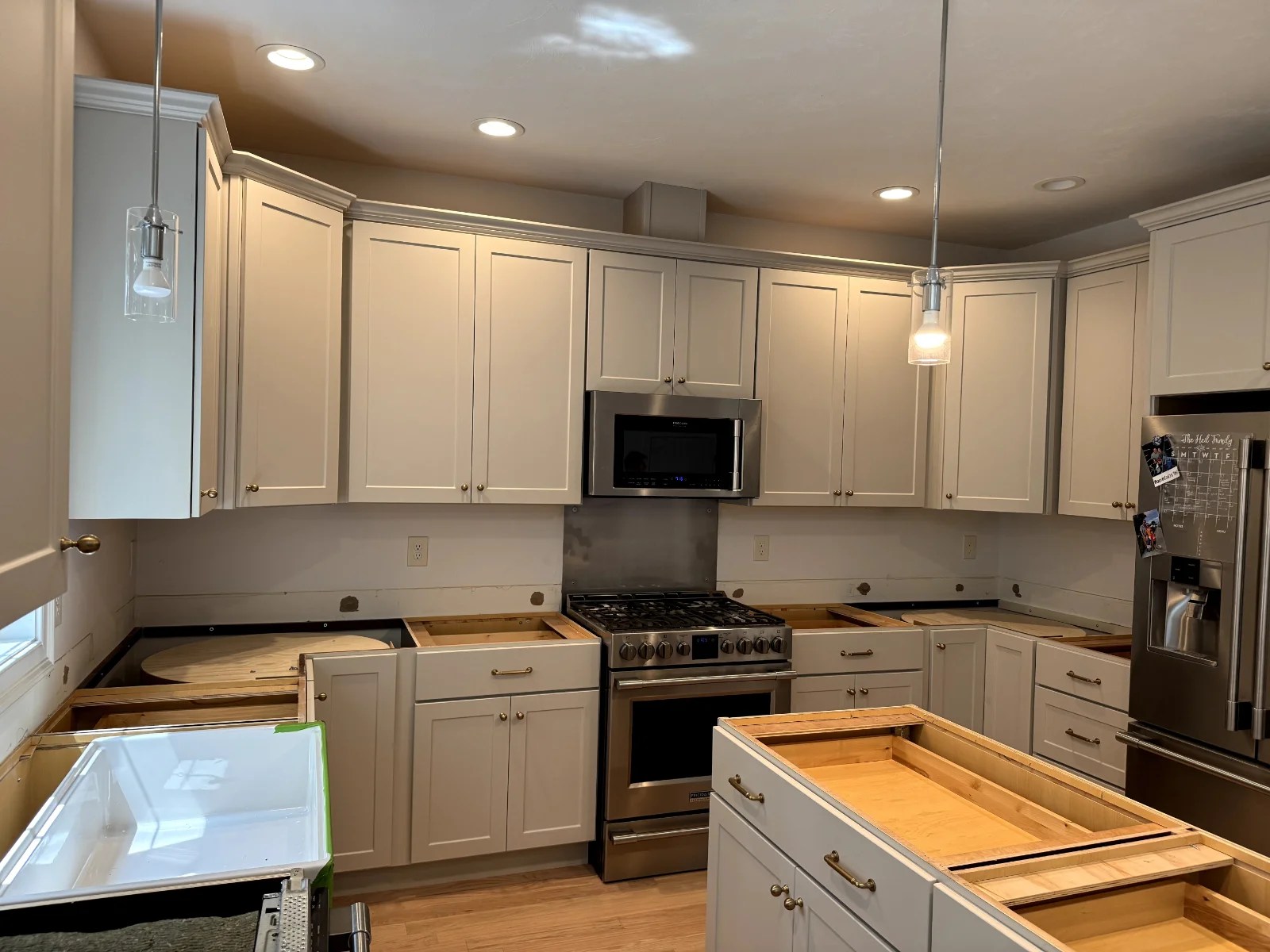 After cream kitchen cabinet refacing in Littleton MA