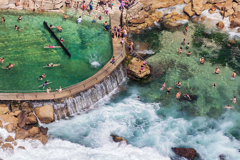 Bronte ocean baths aerial close up view photos sydney