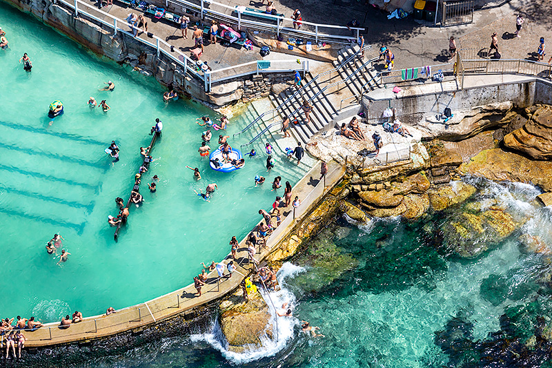 Bronte ocean baths close up aerial photos