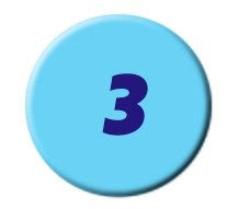 Blue circle with the number three in the center.