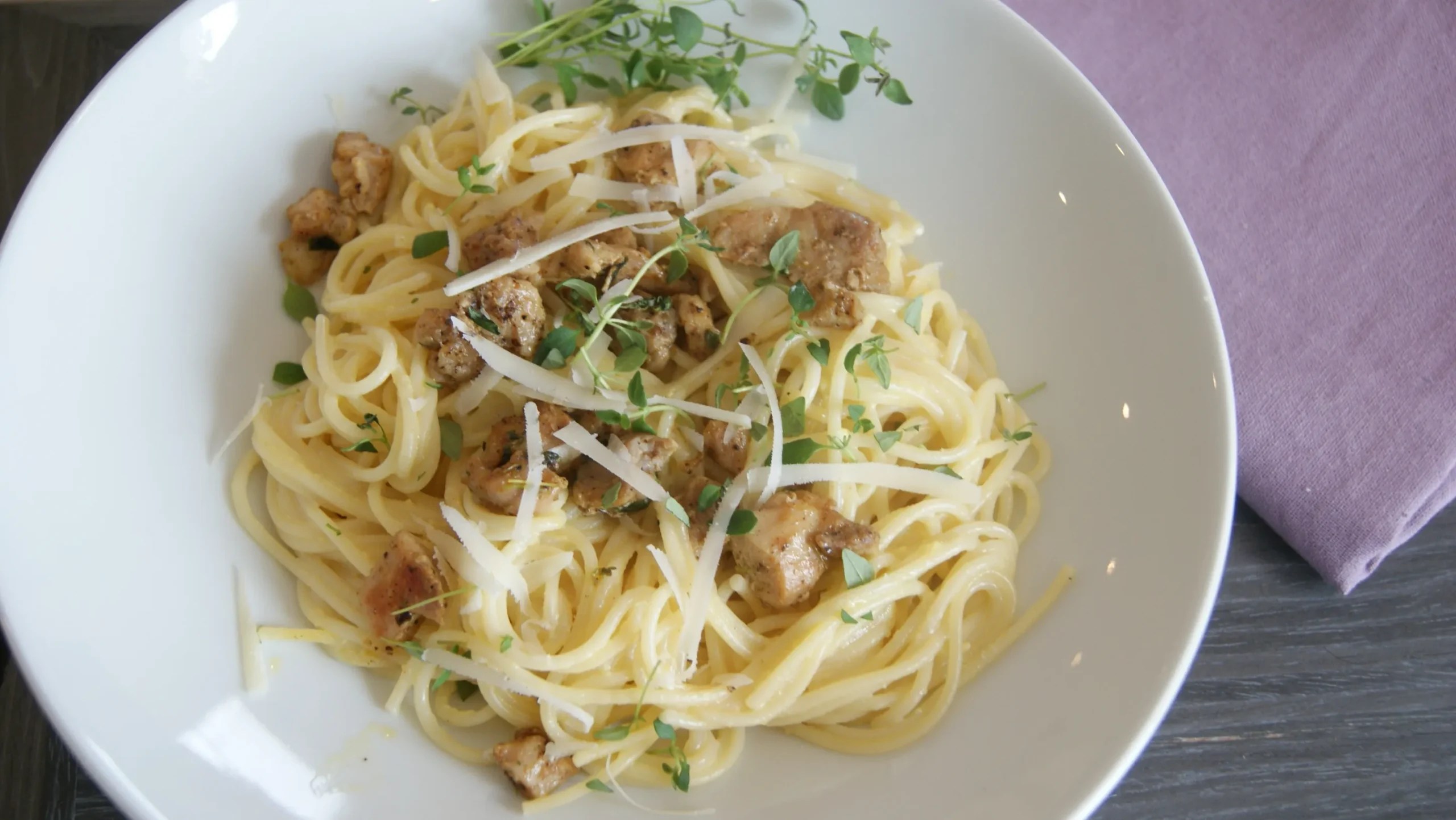 Pasta carbonara med kylling