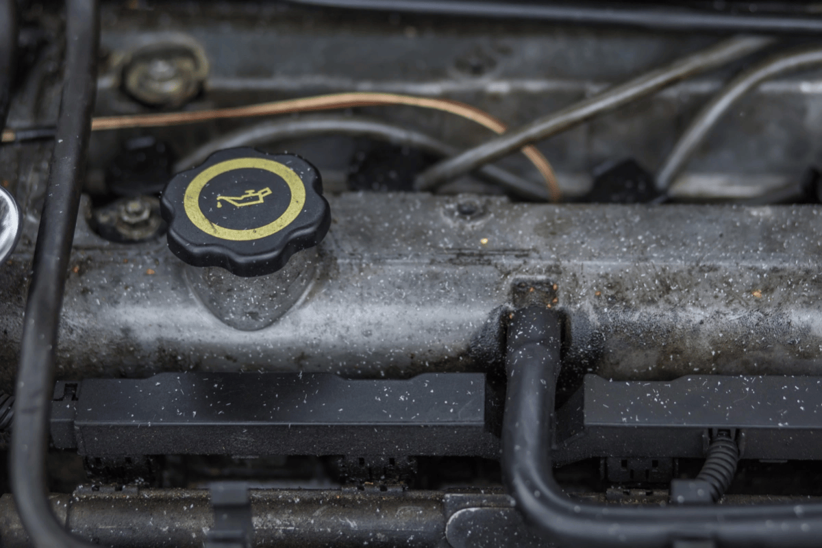 Oil cap on an engine