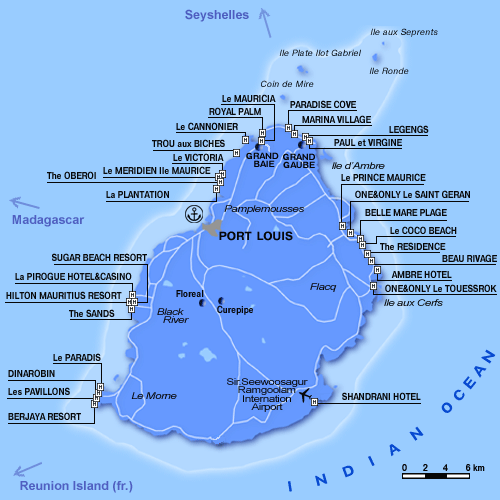 Mauritius Hotels Map Hotels Locations Map Mauritius Attractions Mauritius Hotel Map 