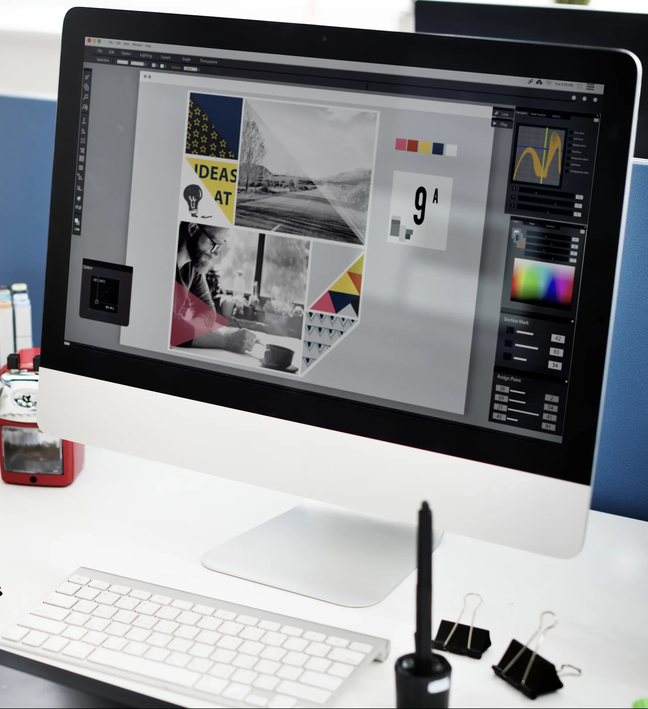 marketing strategy planning strategy concept. Desktop screen showing a designing program