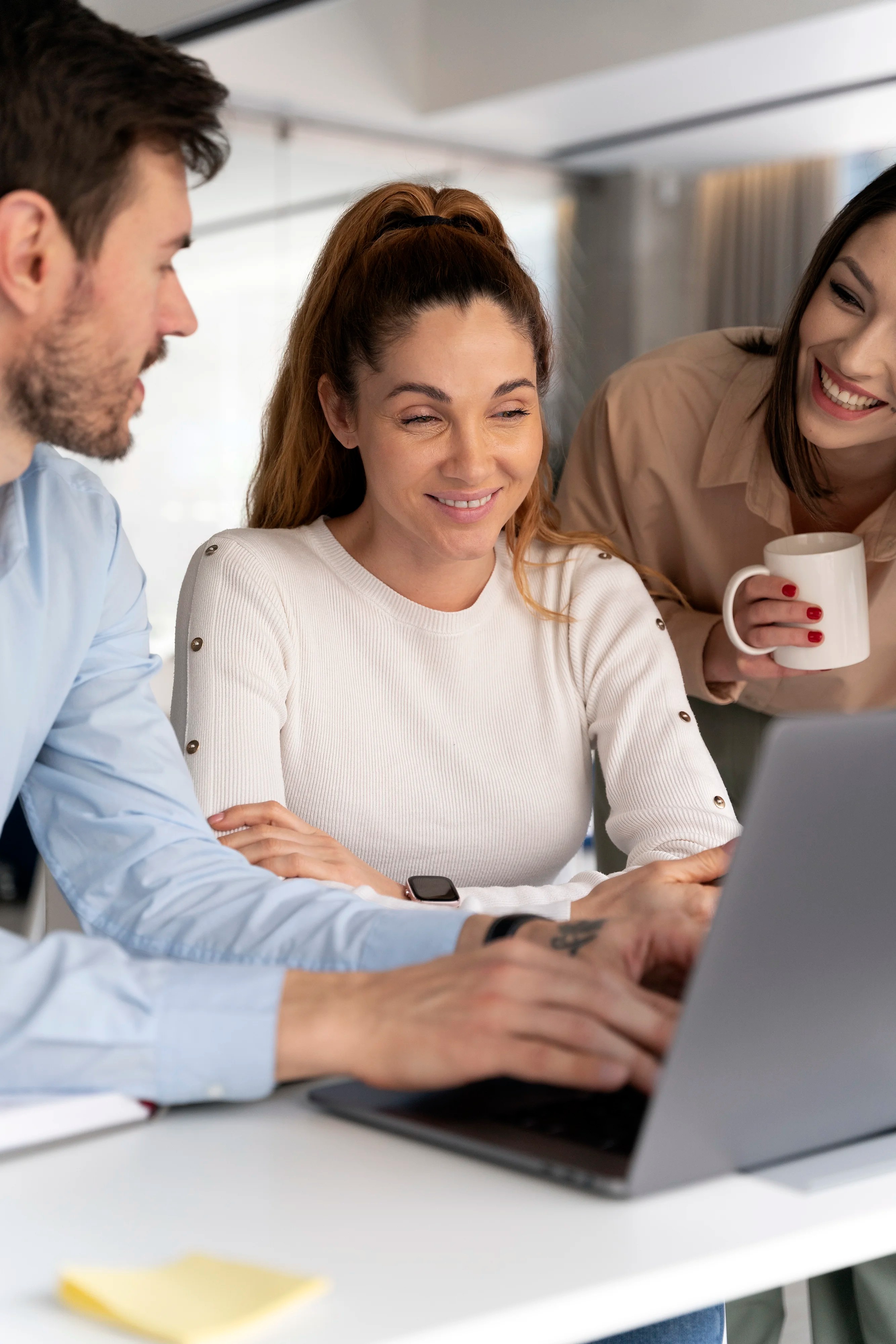 young business team working together office