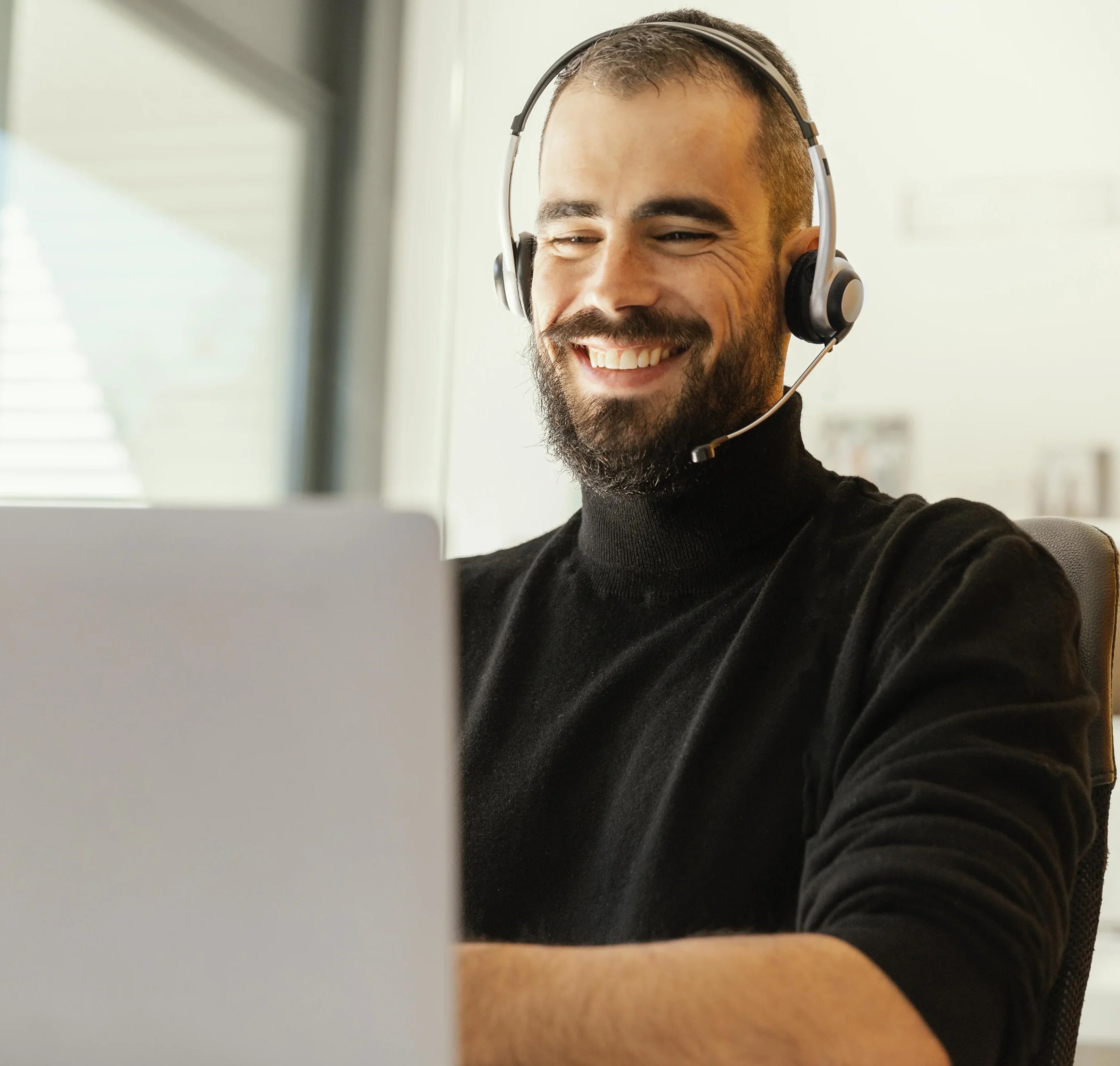 man having videocall work