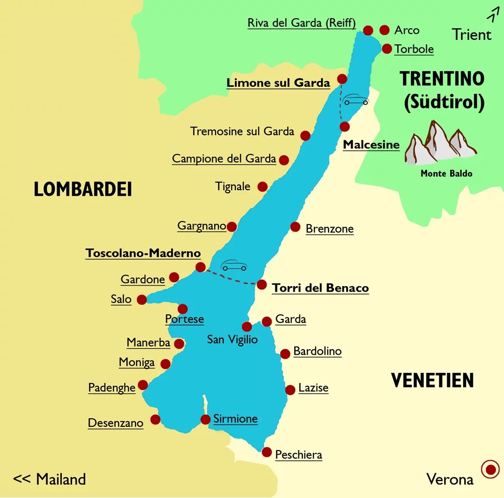 Landkarte Und Stadtplan Mit Garda Hotels THVDP Abb Karte Gardasee.