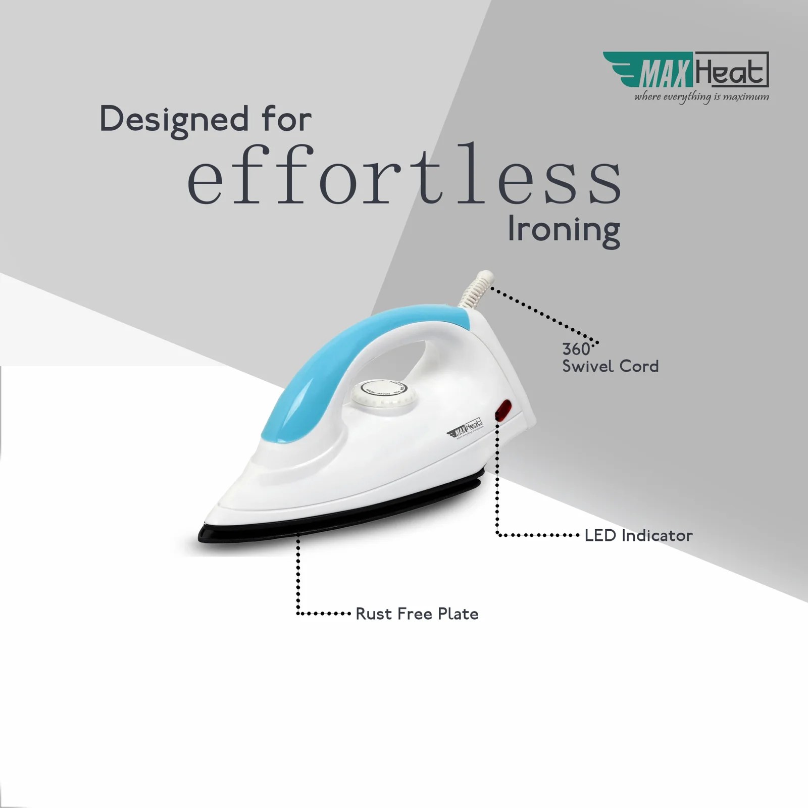 Max Heat – Magic Dry Iron With Automatic ON-OFF & Indicator Light