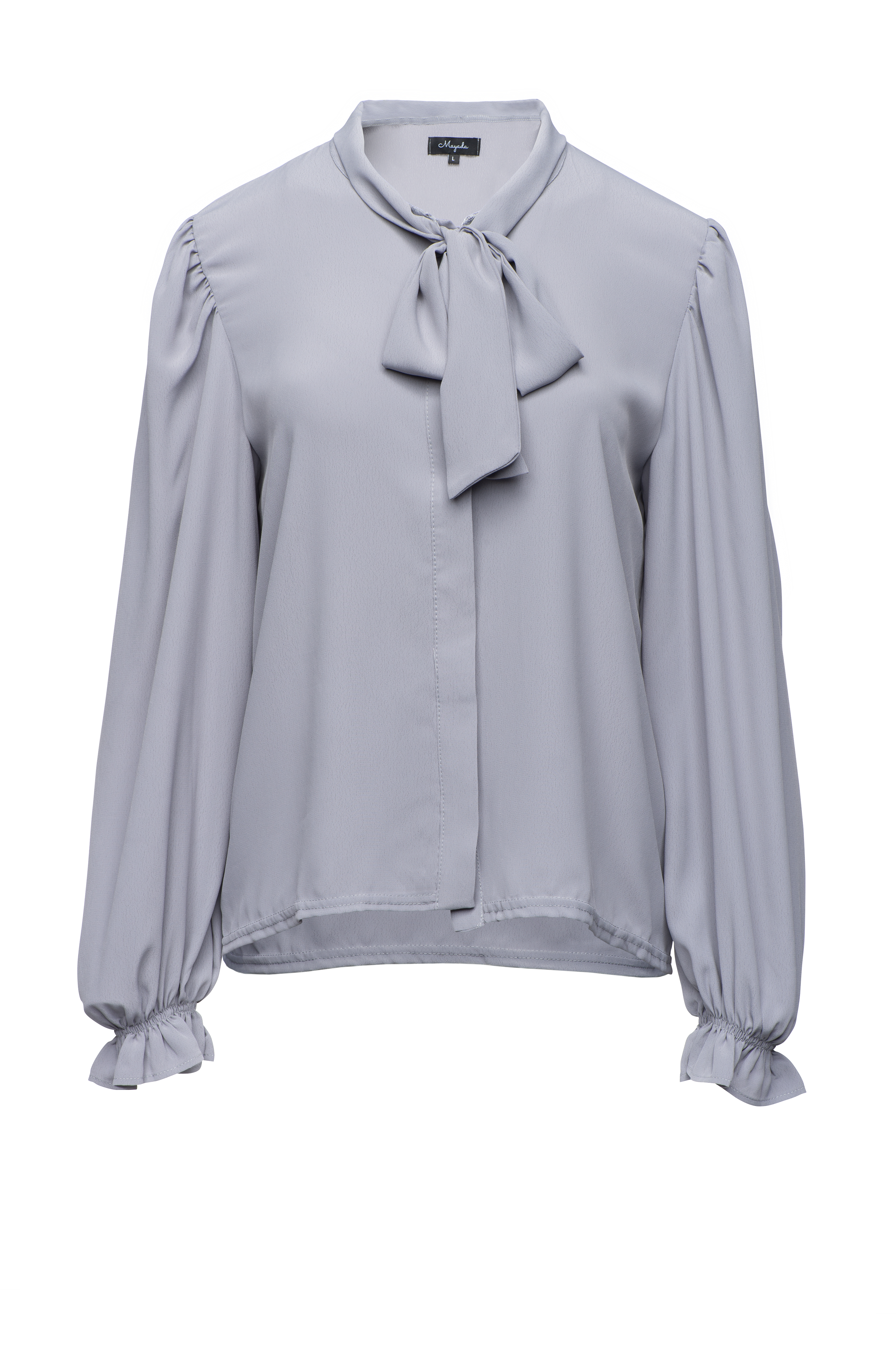 WASHABLE WOOL BOW TIE BLOUSE 【MUD GREY】 WASHABLE WOOL BOW TIE BLOUSE 【MUD GREY】