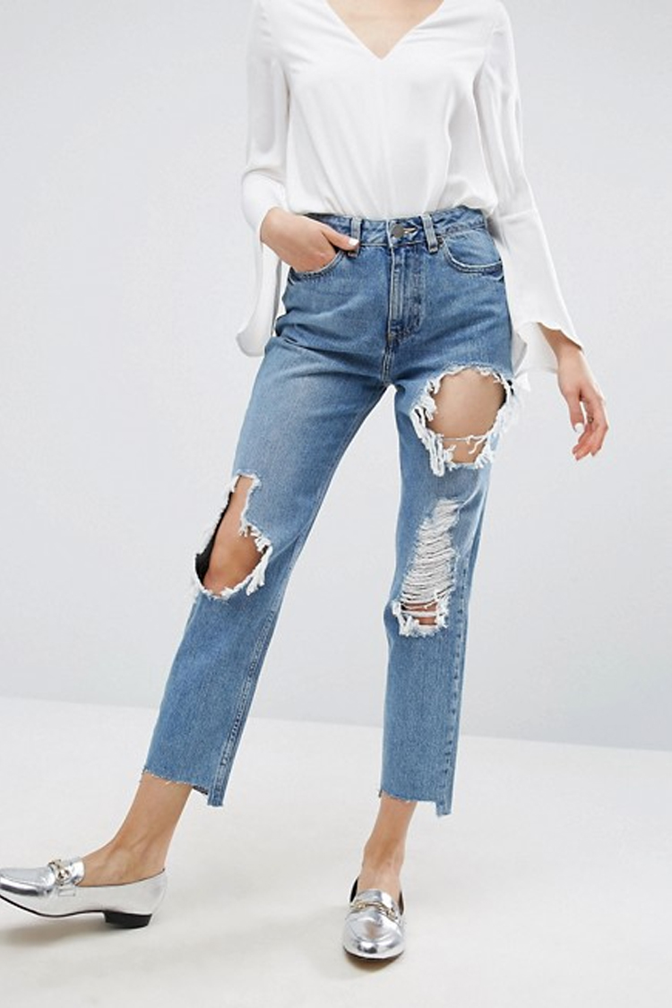 Off the Shoulder Crop Top and Ripped Denim MayaLaMode