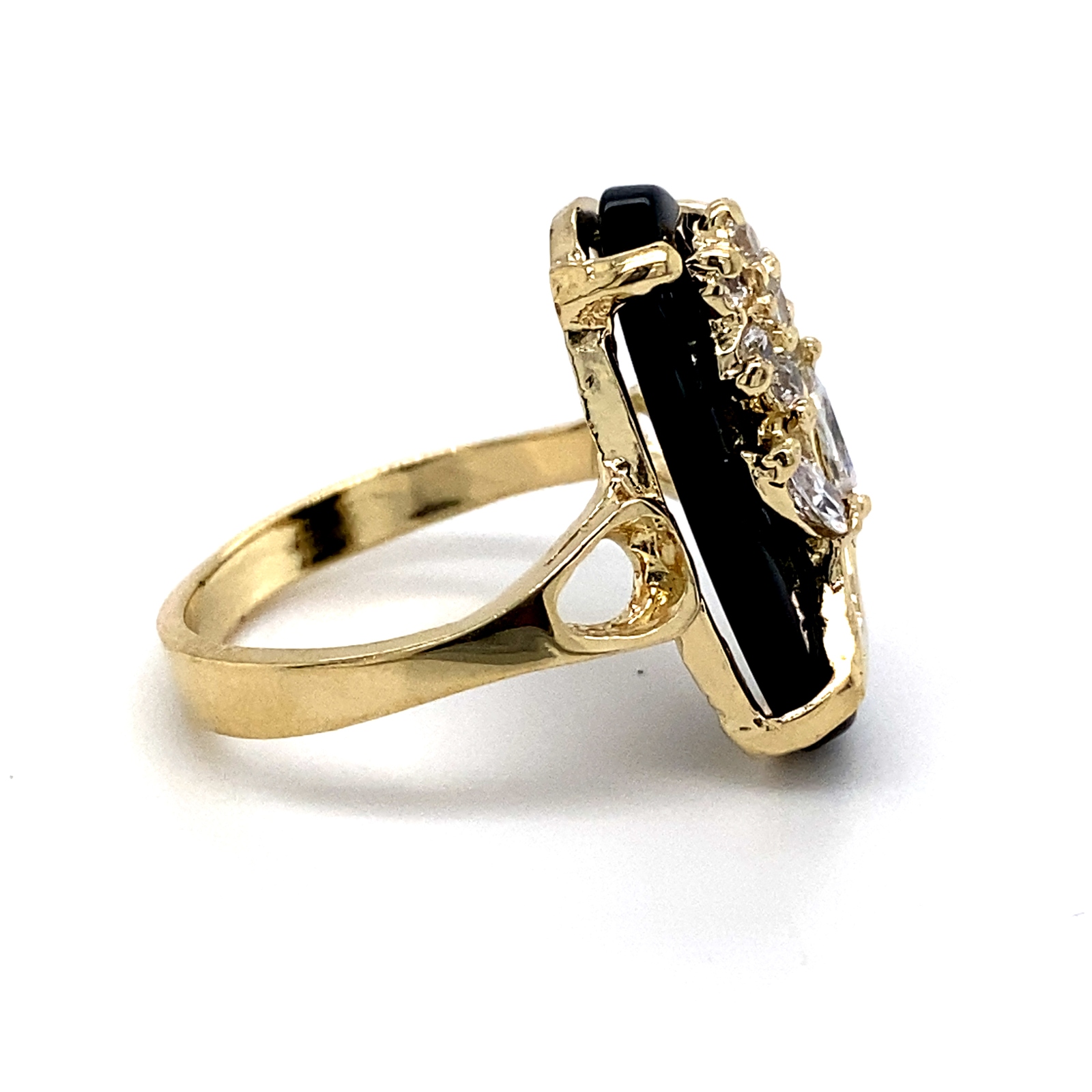 14K Gold Ladies CZ Onyx Ring – Maya's Gold
