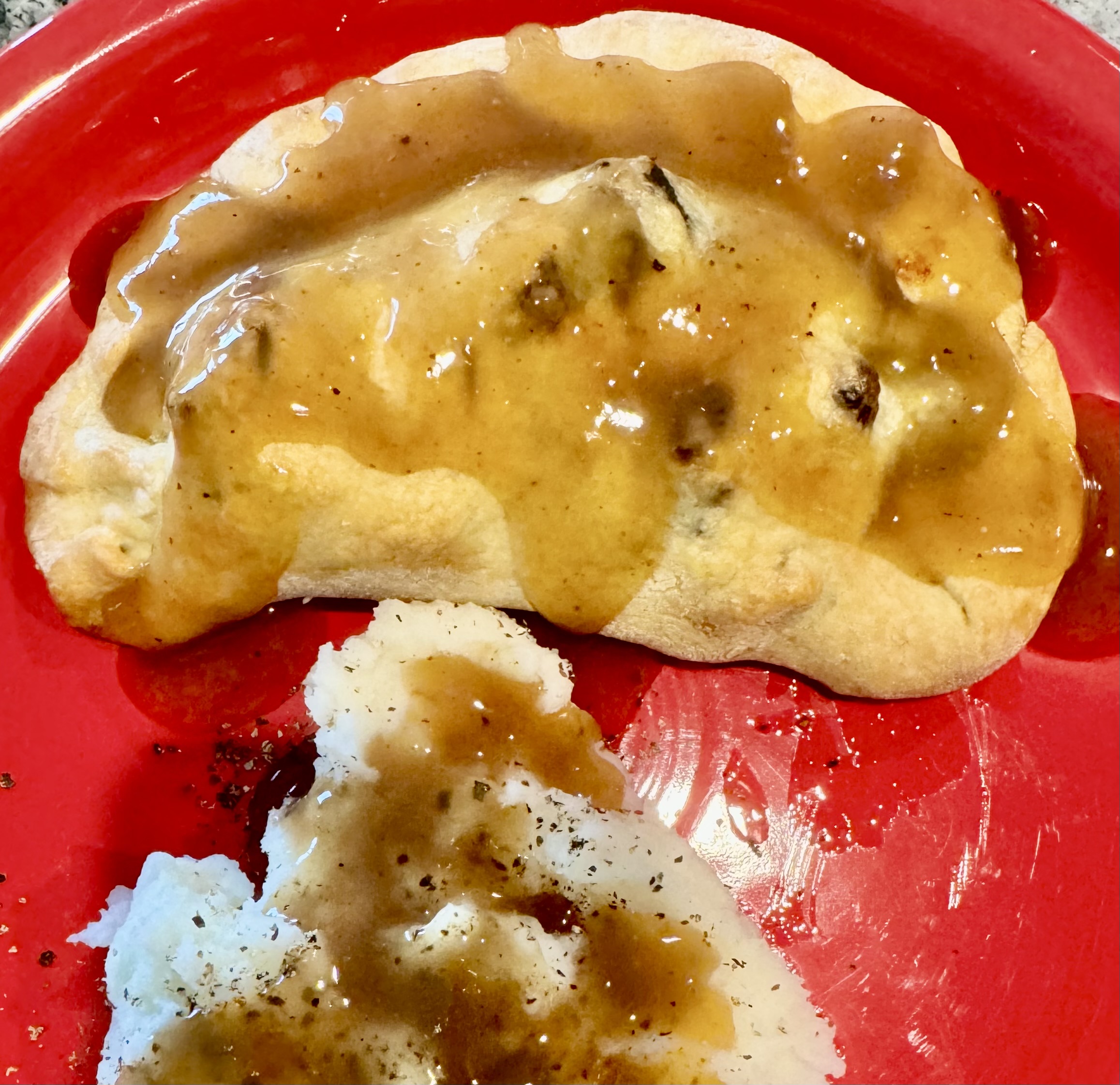 pasty dinner with mashed potatoes