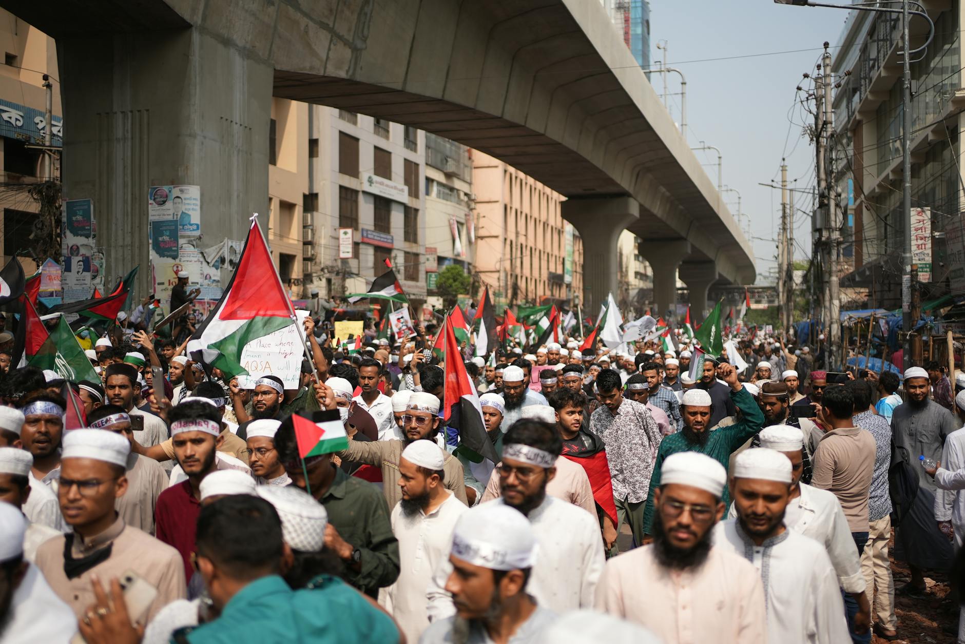 mass pro palestinian protest in dhaka bangladesh