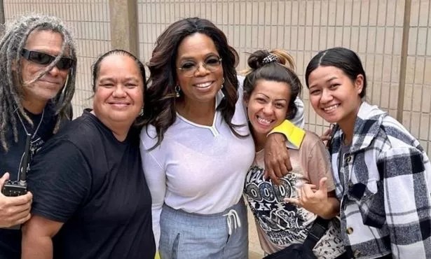 Oprah Winfrey visits to hand out supplies to Maui shelter victims after