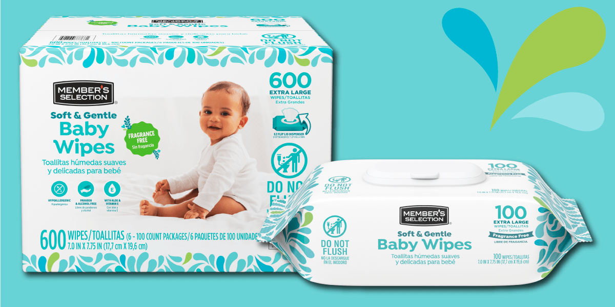 Price Smart Baby Wipe Packaging on Decorative Background