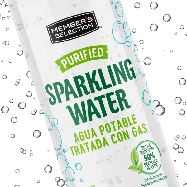 Price Smart Sparkling Water Packaging on Decorative Background