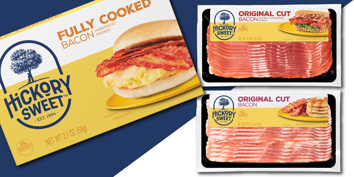 Hickory Sweet Bacon Packaging on Decorative Background