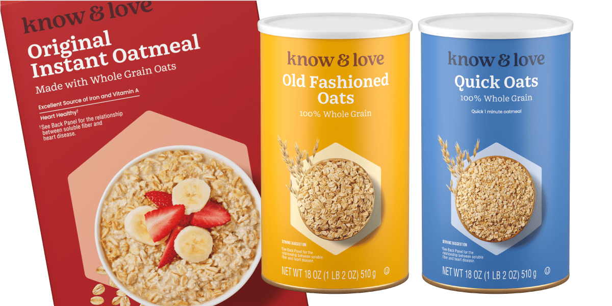 Know & Love Oats Packages on Decorative Background