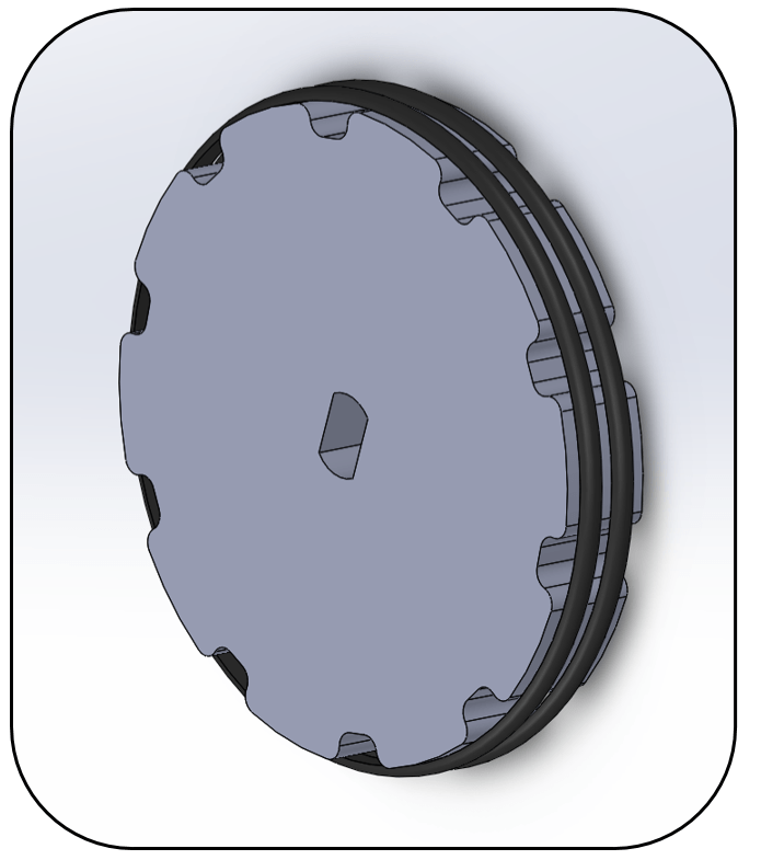 CAD of Wheel with Rubber Gaskets to Improve Traction