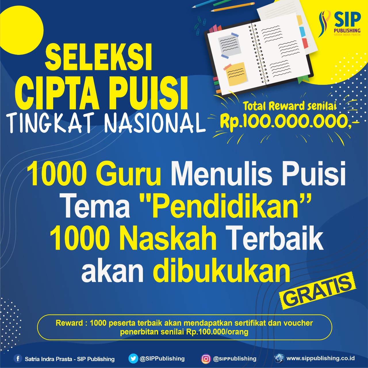 Seleksi Cipta Puisi 1000 Guru dengan Total Reward 100 juta - Mbludus.com