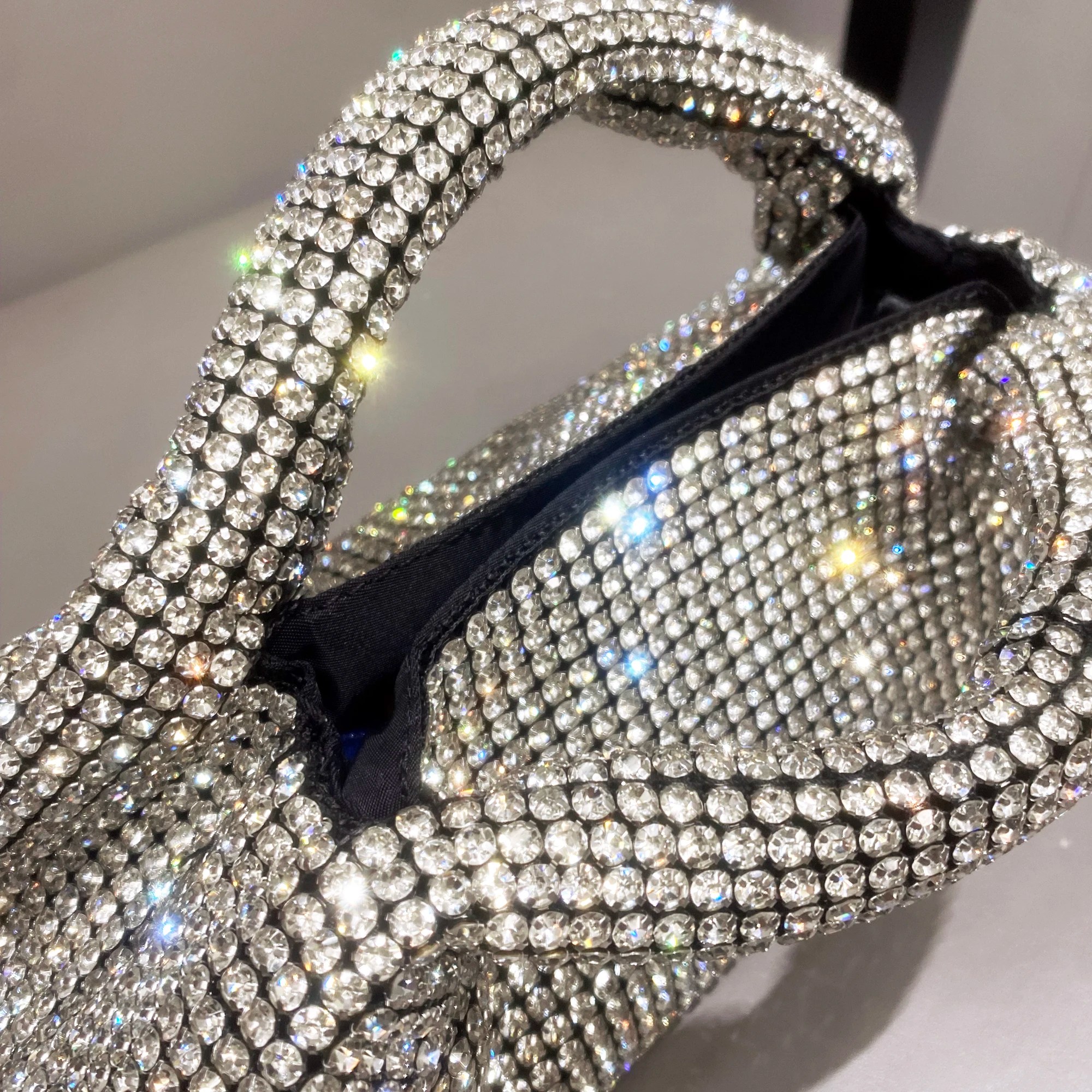 Shiny Crystal Clutch purse bucket Shoulder bag