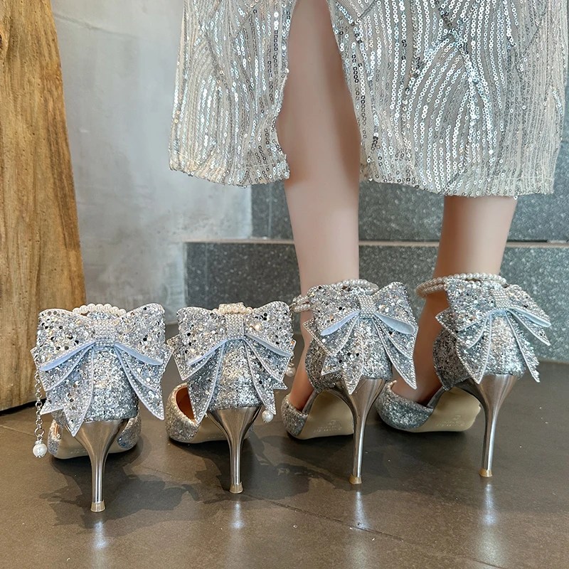 women's fine heel pearl line