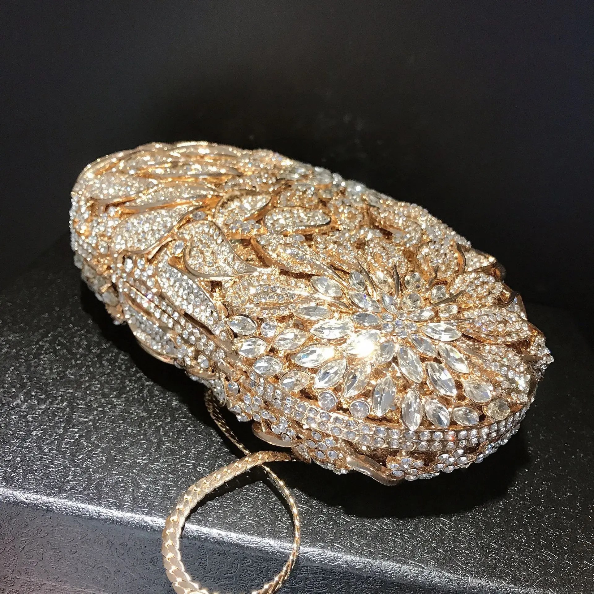 MC Gold Metal Leaves Evening Clutch Bag
