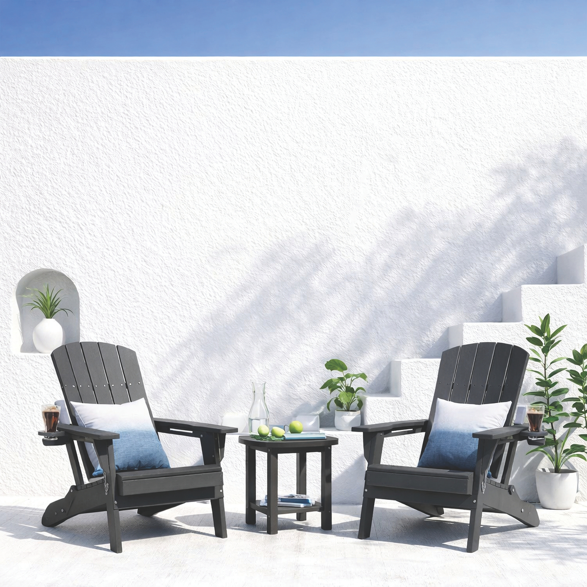 ŌWOW Folding Adirondack Chair - Dark Gray w/ Footrest - McBurney