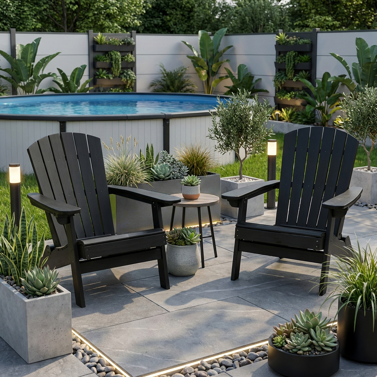 ŌWOW Folding Adirondack Chair - Dark Gray w/ Footrest - McBurney
