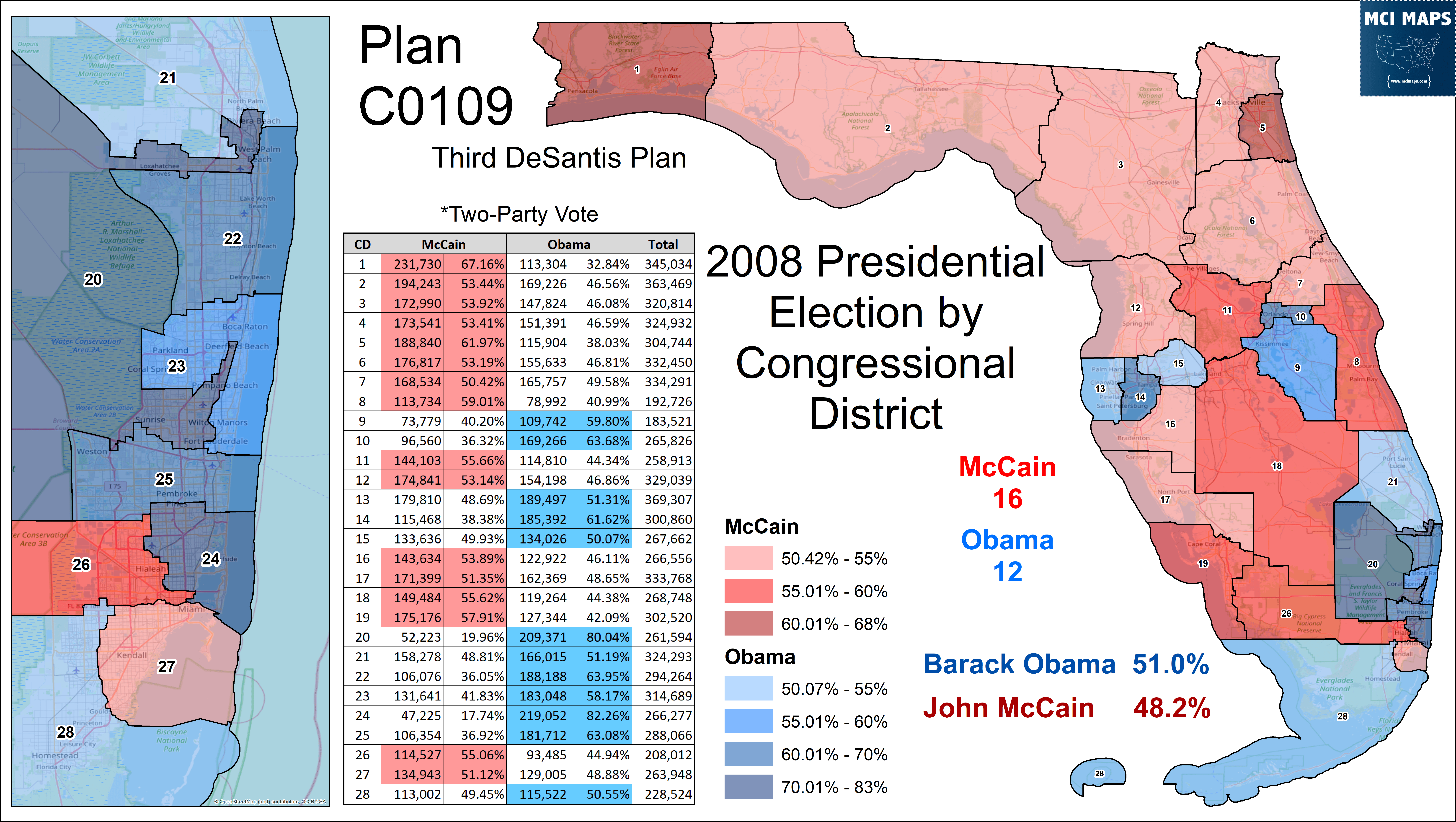 Capital Of Florida Map DeSantis 3 Map Obama McCain 