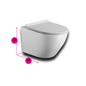 INODORO SUSPENDIDO BLANCO BRILLO SERIE BECRISA OK MAGENTA SISTEMA RIMLESS