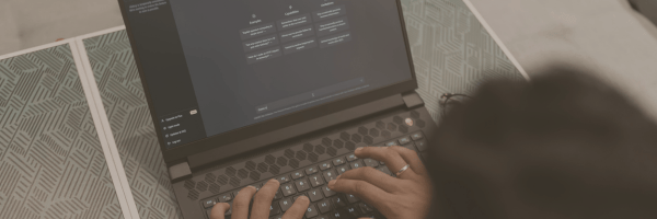 A person types into an artifical intelligence chatbot
