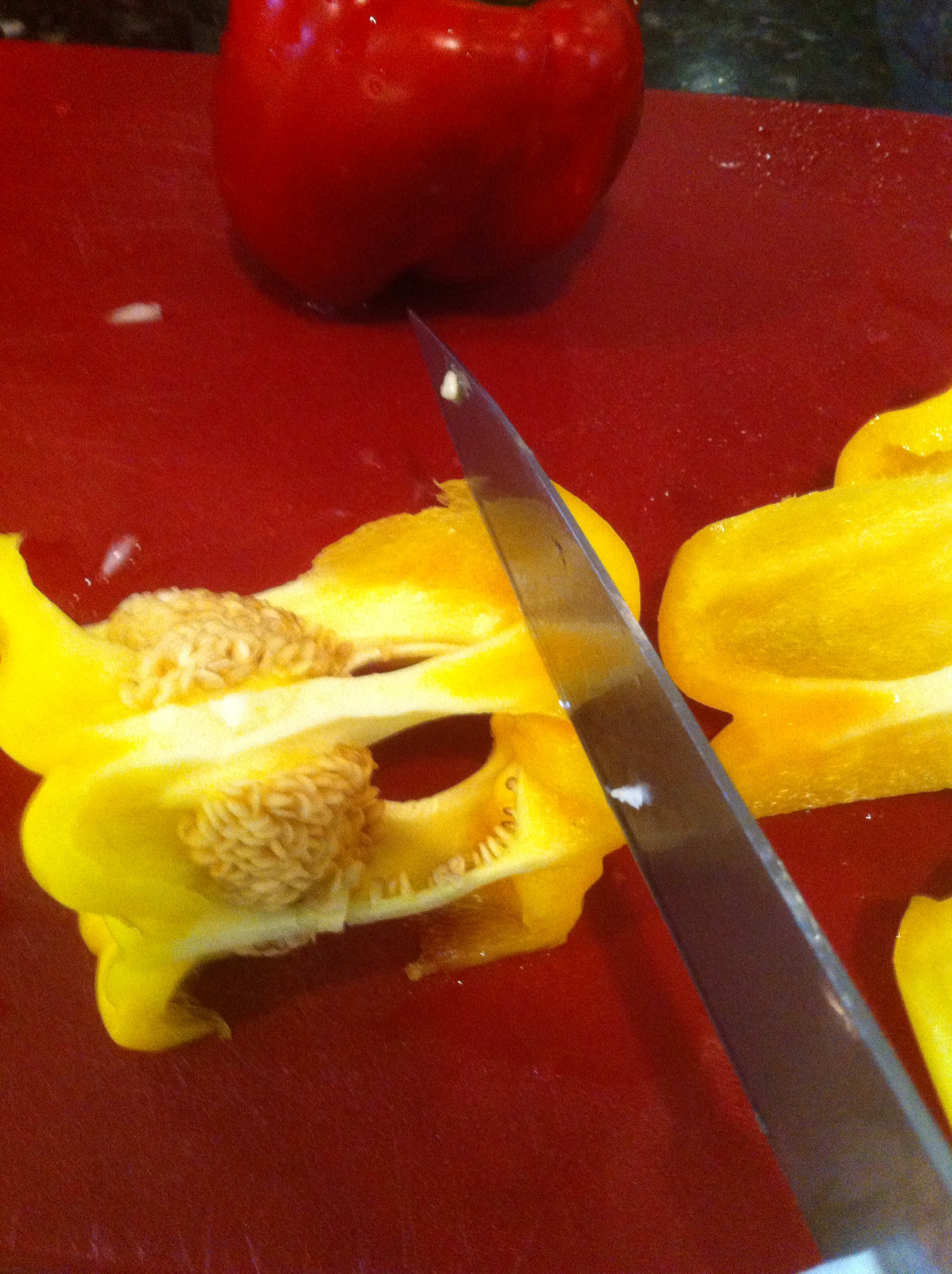 Cut the bottom off the pepper
