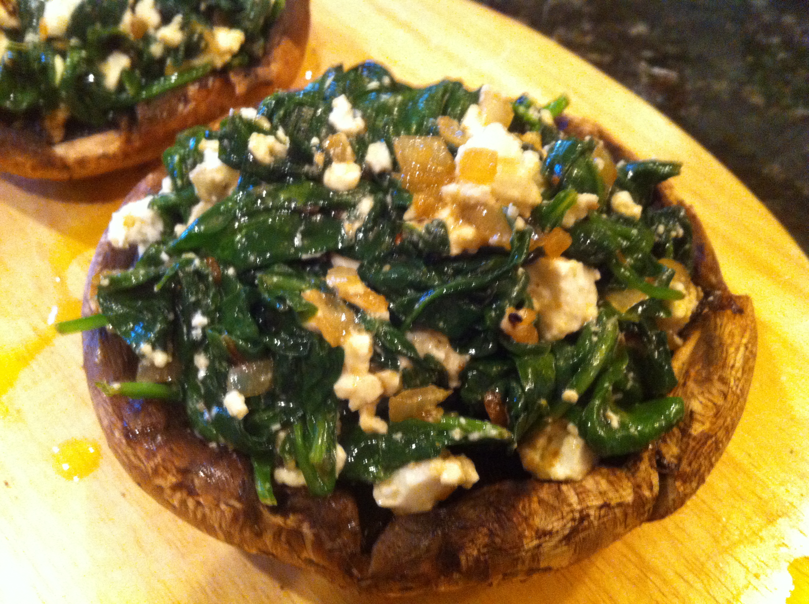 Stuffed portabella mushroom with spinach and feta