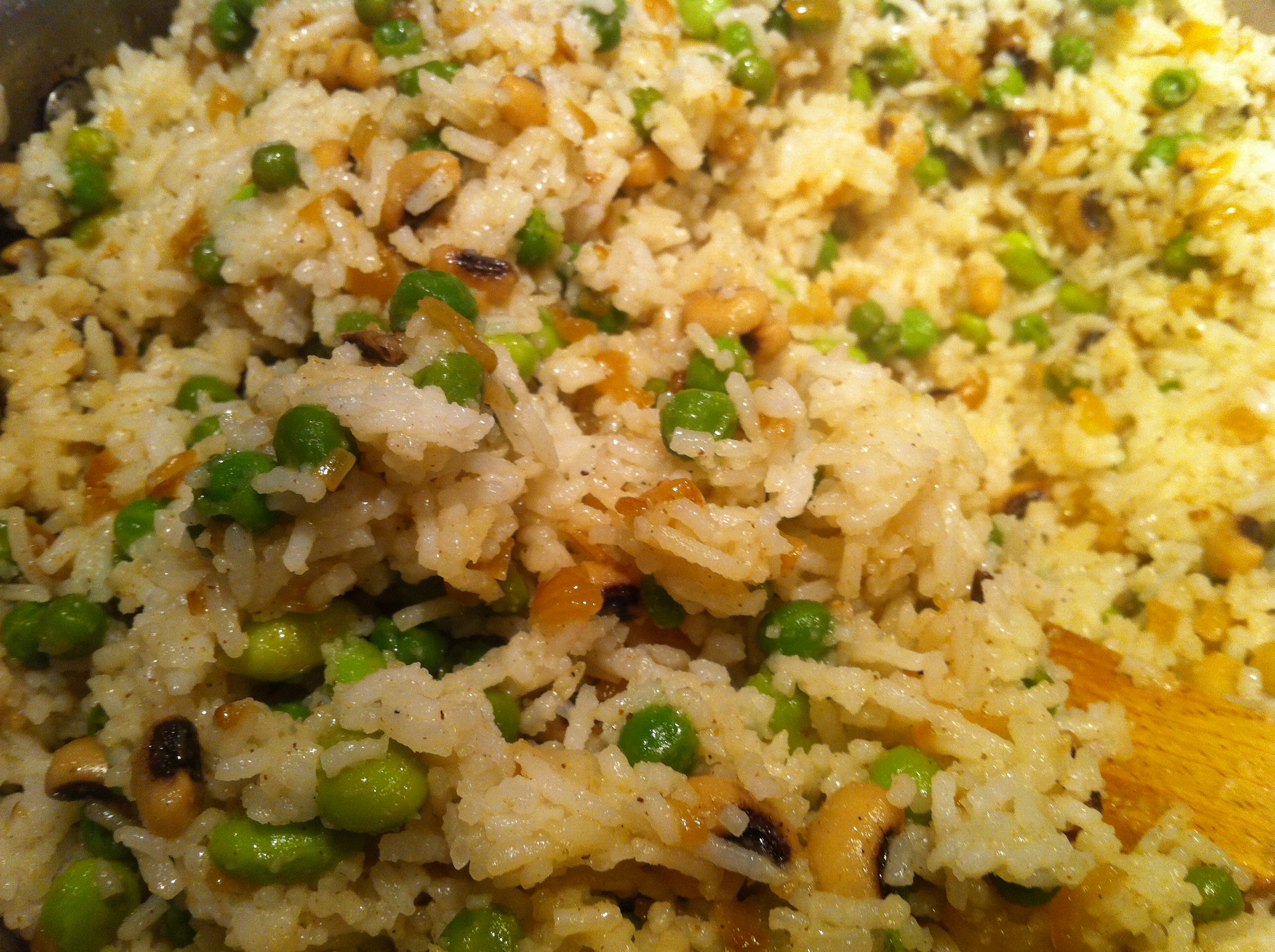 Indian Rice with spices and garden peas