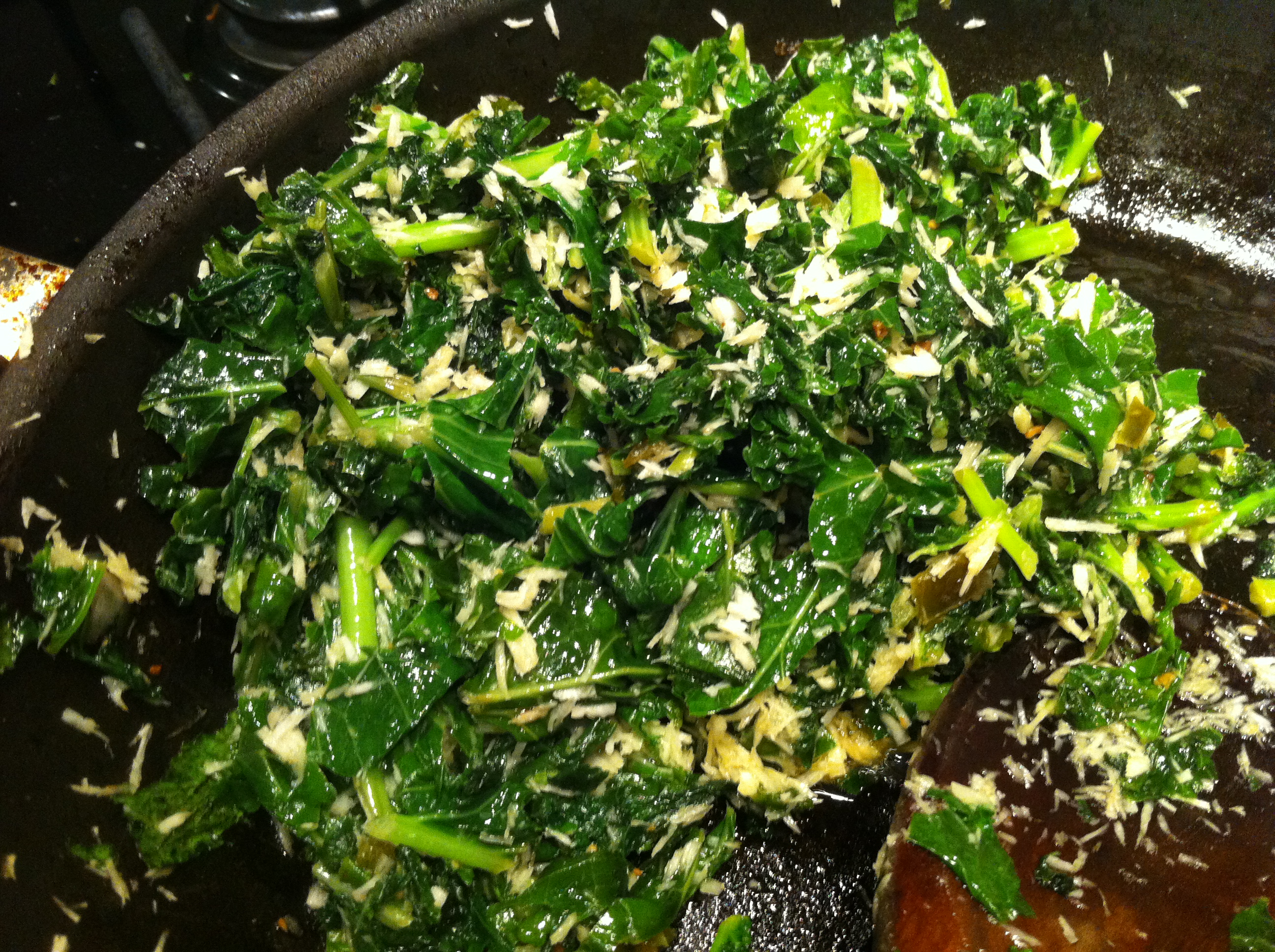Sauteed kale with fresh coconut